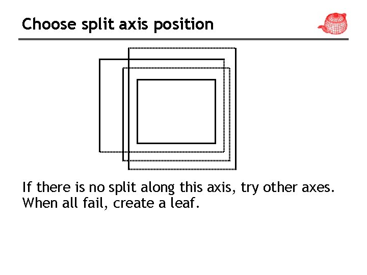 Choose split axis position If there is no split along this axis, try other