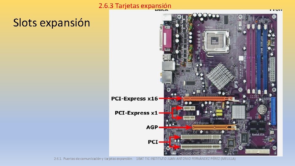 2. 6. 3 Tarjetas expansión Slots expansión 2. 6. 1. Puertos de comunicación y