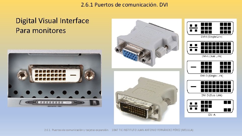 2. 6. 1 Puertos de comunicación. DVI Digital Visual Interface Para monitores 2. 6.
