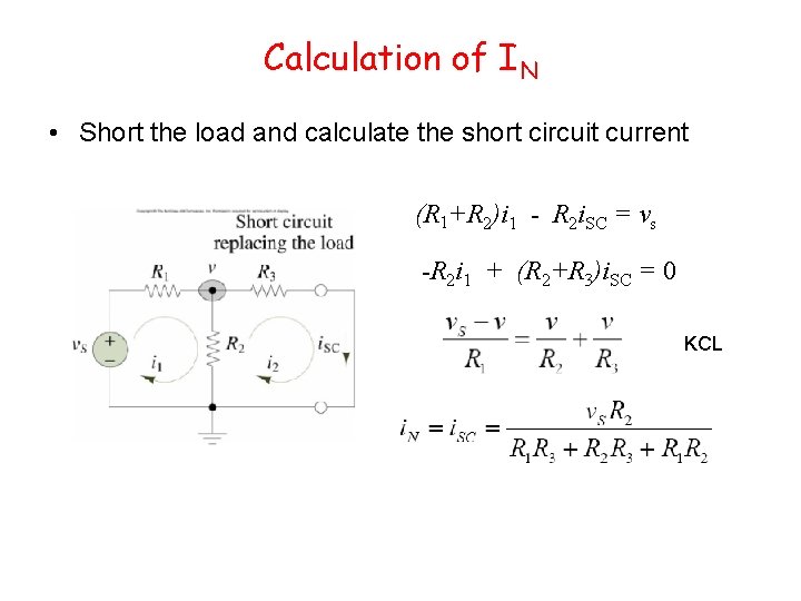 Calculation of IN • Short the load and calculate the short circuit current (R