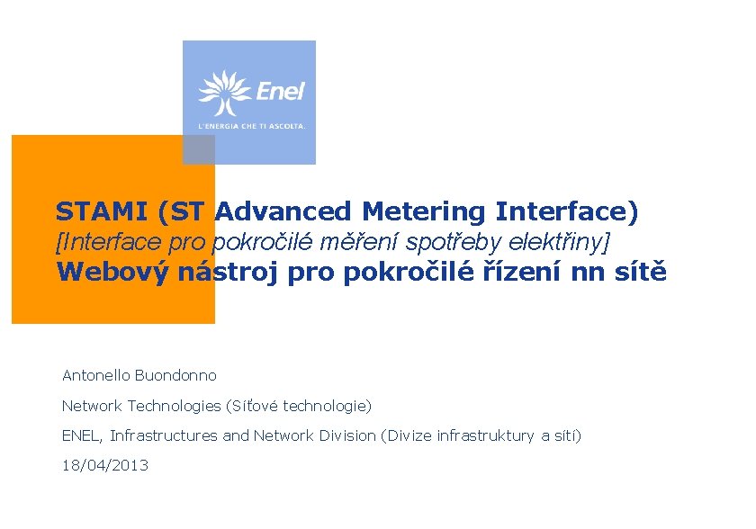 STAMI (ST Advanced Metering Interface) [Interface pro pokročilé měření spotřeby elektřiny] Webový nástroj pro