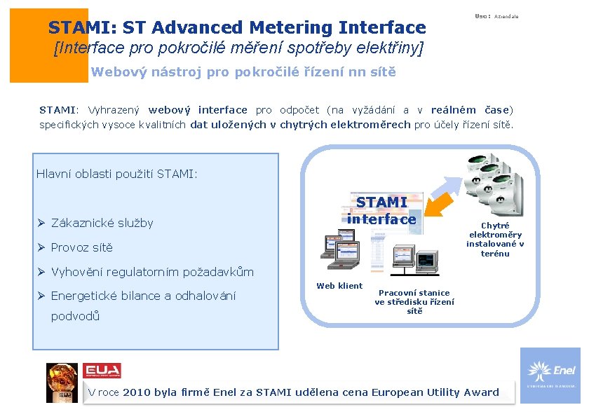 STAMI: ST Advanced Metering Interface [Interface pro pokročilé měření spotřeby elektřiny] Uso: Aziendale Webový