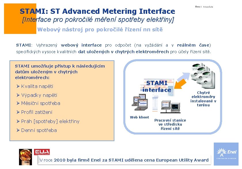 STAMI: ST Advanced Metering Interface [Interface pro pokročilé měření spotřeby elektřiny] Uso: Aziendale Webový