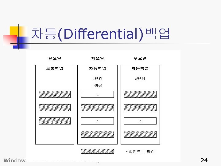 차등(Differential)백업 Windows Server 2003 Networking 24 