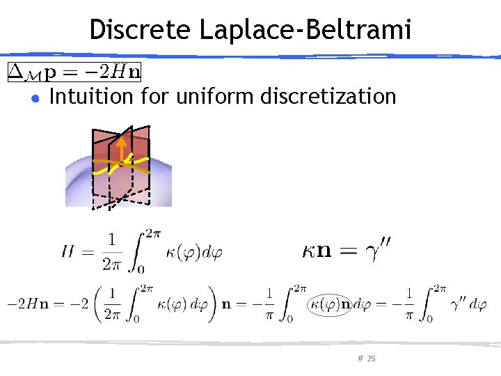 Discrete Laplace-Beltrami ● Intuition for uniform discretization # 25 