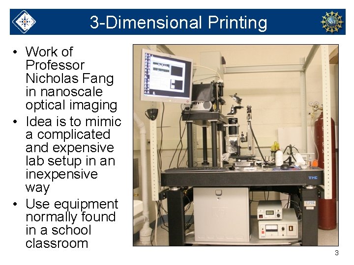 3 -Dimensional Printing • Work of Professor Nicholas Fang in nanoscale optical imaging •