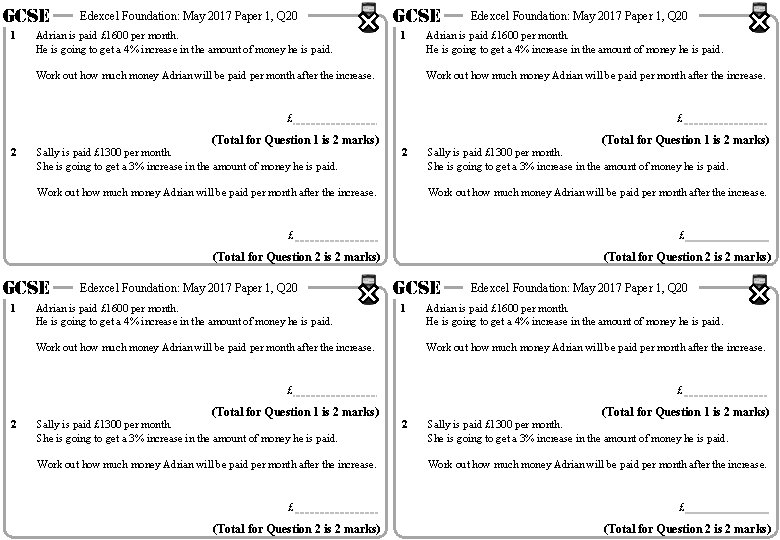GCSE 1 Edexcel Foundation: May 2017 Paper 1, Q 20 Adrian is paid £