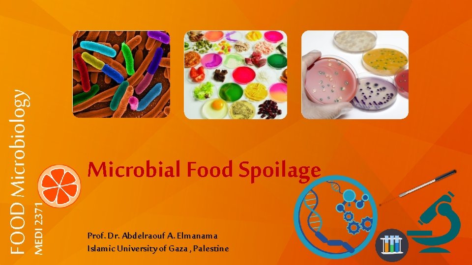 MEDI 2371 FOOD Microbiology Microbial Food Spoilage Prof. Dr. Abdelraouf A. Elmanama Islamic University