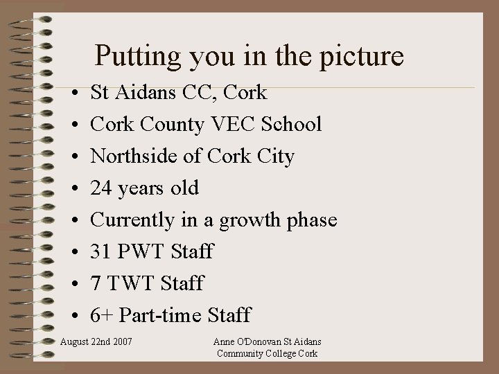 Putting you in the picture • • St Aidans CC, Cork County VEC School