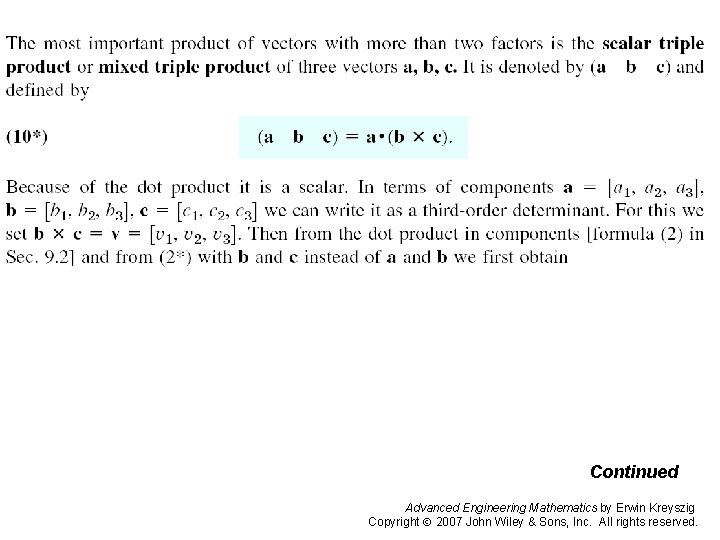 Page 381 (2 a) Continued Advanced Engineering Mathematics by Erwin Kreyszig Copyright 2007 John