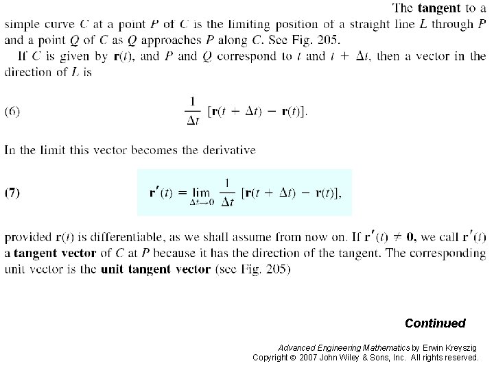 Page 392 (2 a) Continued Advanced Engineering Mathematics by Erwin Kreyszig Copyright 2007 John