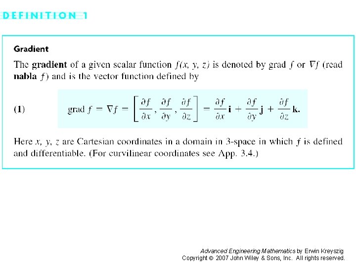 Page 403 Advanced Engineering Mathematics by Erwin Kreyszig Copyright 2007 John Wiley & Sons,