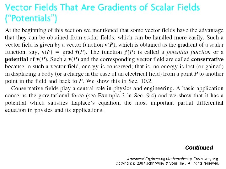 Page 407 Continued Advanced Engineering Mathematics by Erwin Kreyszig Copyright 2007 John Wiley &