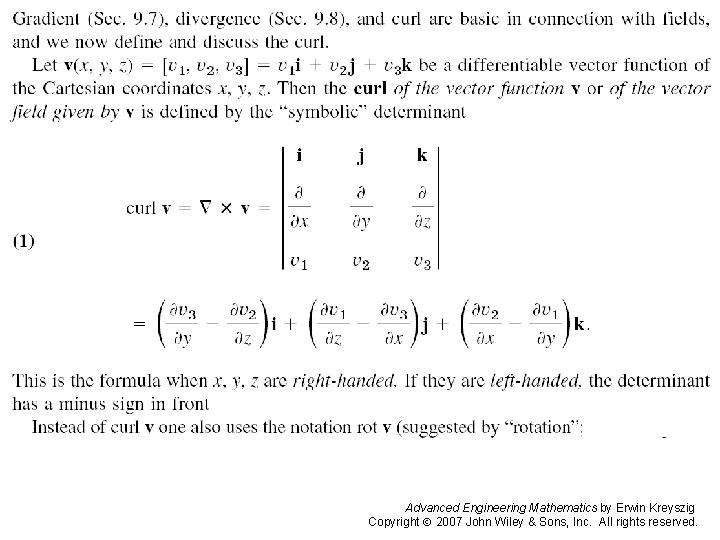 Page 414 Advanced Engineering Mathematics by Erwin Kreyszig Copyright 2007 John Wiley & Sons,