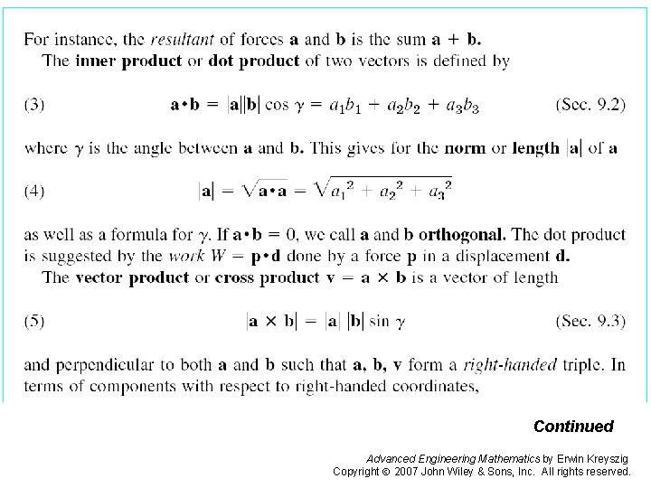 Pages 417 -419 b Continued Advanced Engineering Mathematics by Erwin Kreyszig Copyright 2007 John