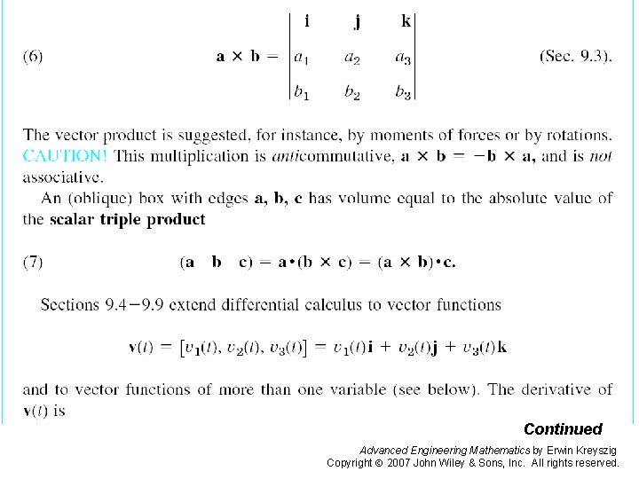 Pages 417 -419 c Continued Advanced Engineering Mathematics by Erwin Kreyszig Copyright 2007 John