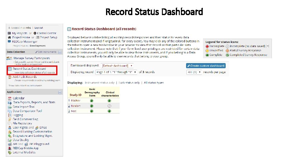 Record Status Dashboard 