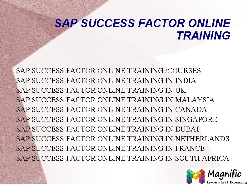 SAP SUCCESS FACTOR ONLINE TRAINING /COURSES SAP SUCCESS FACTOR ONLINE TRAINING IN INDIA SAP