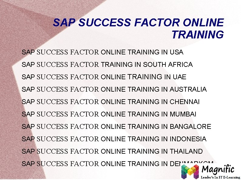 SAP SUCCESS FACTOR ONLINE TRAINING IN USA SAP SUCCESS FACTOR TRAINING IN SOUTH AFRICA