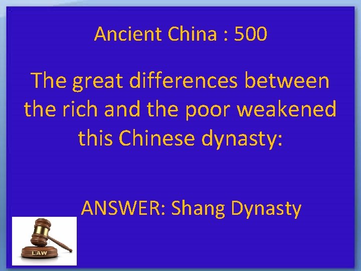 Ancient China : 500 The great differences between the rich and the poor weakened