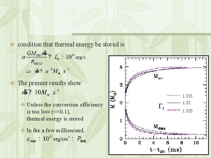 v condition that thermal energy be stored is v The present results show 1.