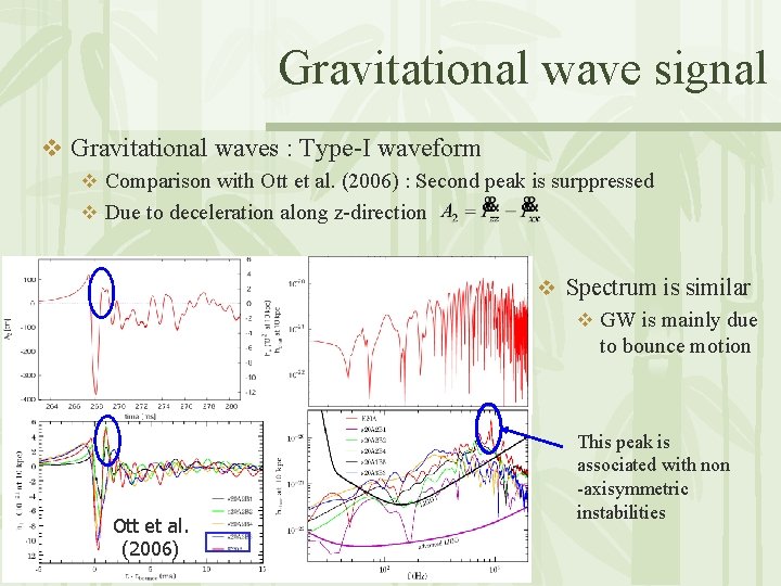 Gravitational wave signal v Gravitational waves : Type-I waveform v Comparison with Ott et