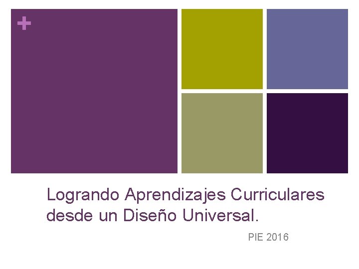 + Logrando Aprendizajes Curriculares desde un Diseño Universal. PIE 2016 