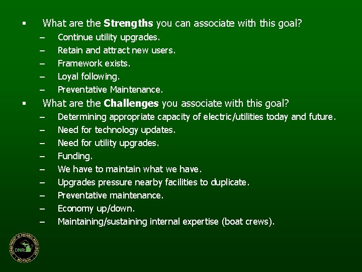 § What are the Strengths you can associate with this goal? – – –
