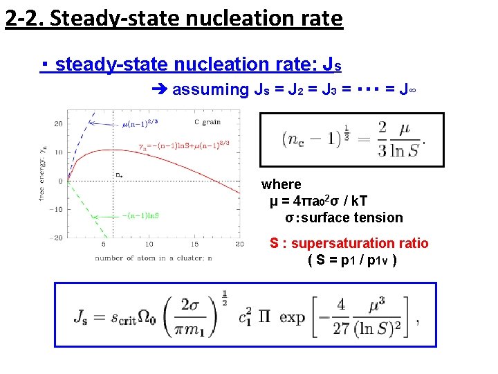 2 -2. Steady-state nucleation rate ・ steady-state nucleation rate: Js ➔ assuming Js =