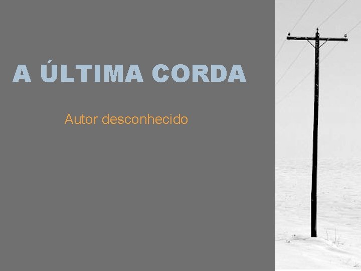 A ÚLTIMA CORDA Autor desconhecido 