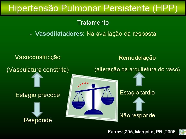 Hipertensão Pulmonar Persistente (HPP) Tratamento - Vasodilatadores: Na avaliação da resposta Vasoconstricção Remodelação (Vasculatura