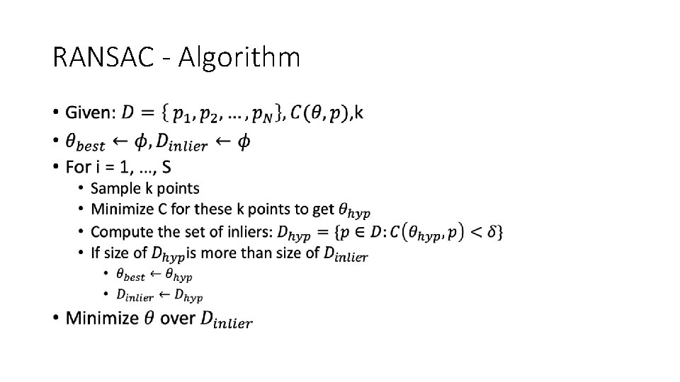 RANSAC - Algorithm • 