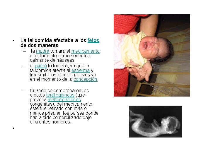  • La talidomida afectaba a los fetos de dos maneras – la madre