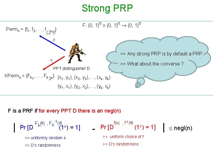 Strong PRP Permn = {f 1, f 2, …, f F: {0, 1}n x