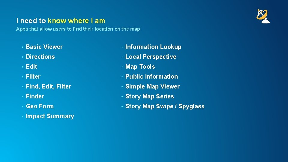 I need to know where I am Apps that allow users to find their