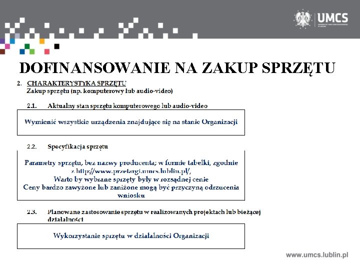 DOFINANSOWANIE NA ZAKUP SPRZĘTU 