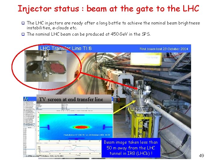 Injector status : beam at the gate to the LHC q The LHC injectors