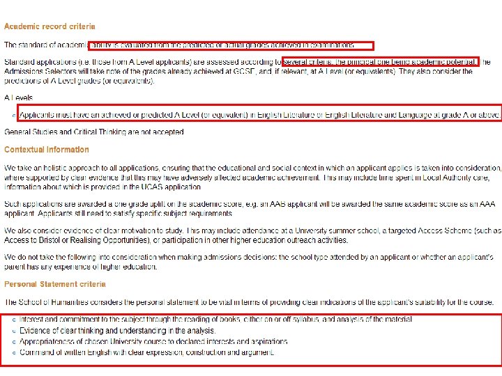 Where to start? Admission statements • • Application process Qualifications Personal statement Reference •