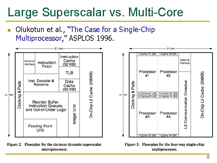 Large Superscalar vs. Multi-Core n Olukotun et al. , “The Case for a Single-Chip