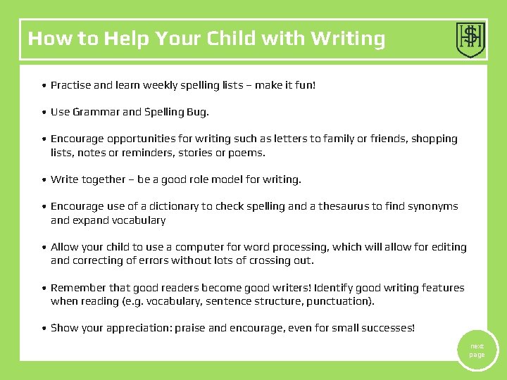 How to Help Your Child with Writing • Practise and learn weekly spelling lists