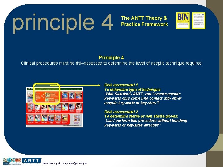 principle 4 The ANTT Theory & Practice Framework Principle 4 Clinical procedures must be