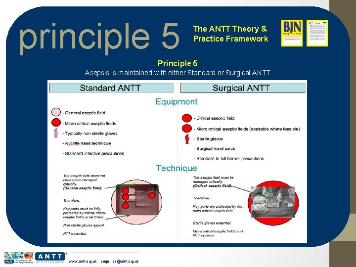 principle 5 The ANTT Theory & Practice Framework Principle 5 Asepsis is maintained with