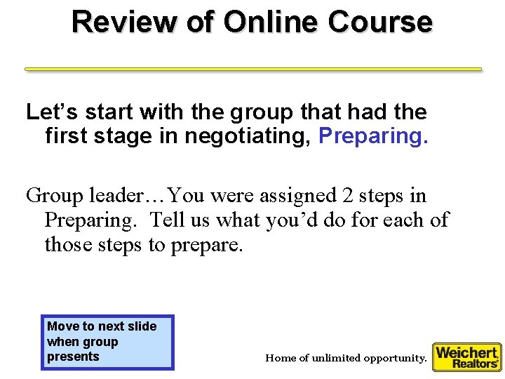 Review of Online Course Let’s start with the group that had the first stage