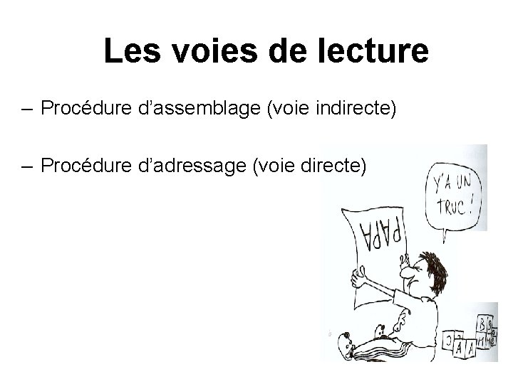 Les voies de lecture – Procédure d’assemblage (voie indirecte) – Procédure d’adressage (voie directe)