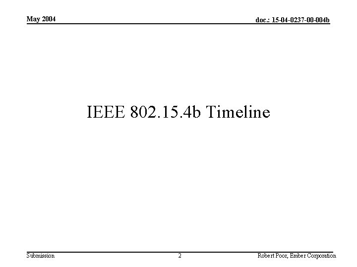 May 2004 doc. : 15 -04 -0237 -00 -004 b IEEE 802. 15. 4