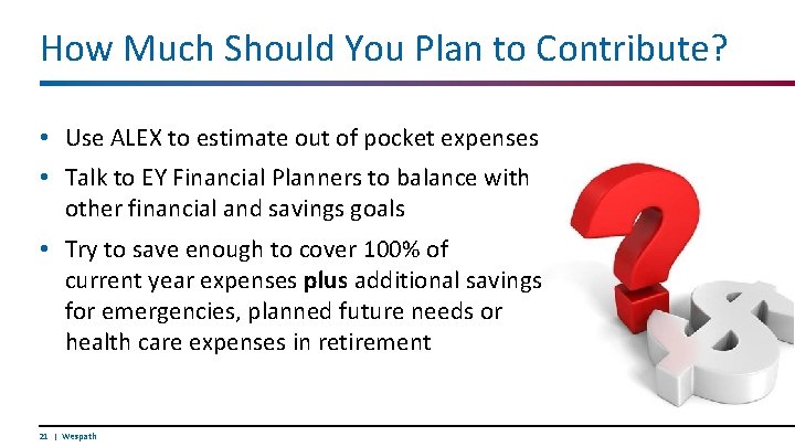 How Much Should You Plan to Contribute? • Use ALEX to estimate out of