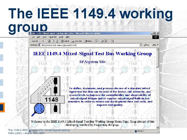 The IEEE 1149. 4 working group The 1149. 4 IEEE standard for mixed-signal testing