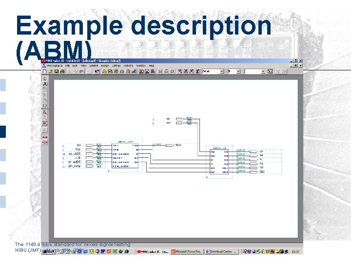 Example description (ABM) The 1149. 4 IEEE standard for mixed-signal testing HIBU (JMF) –