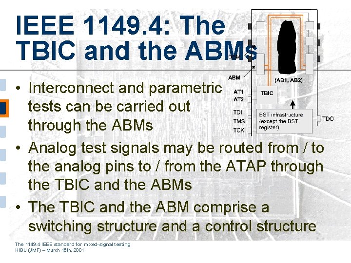 IEEE 1149. 4: The TBIC and the ABMs • Interconnect and parametric tests can