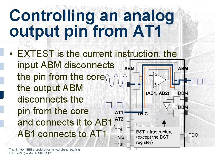 Controlling an analog output pin from AT 1 • EXTEST is the current instruction,